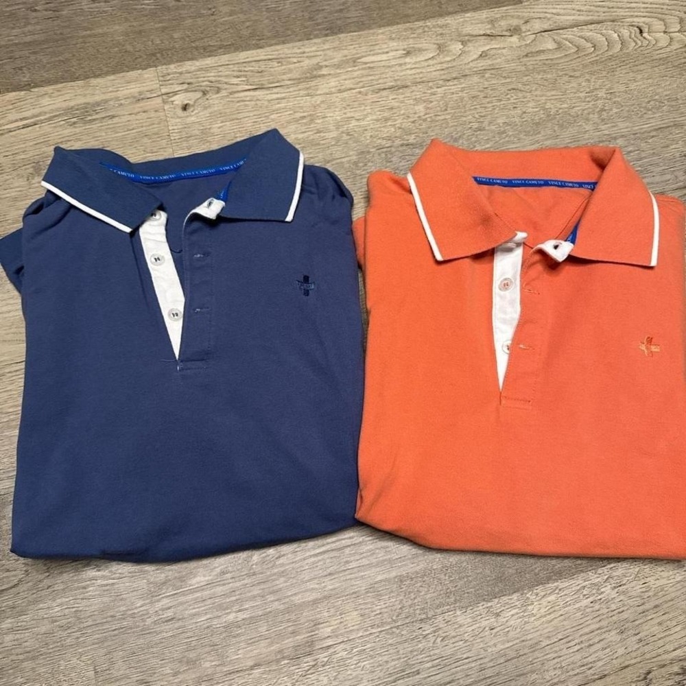 2 Vince Camuto Navy‎ and orange polo shirts #poloshirts set of two Size Medium